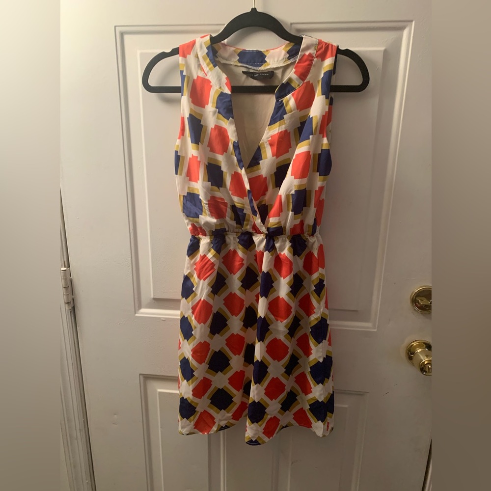 Peach Love Cream Short Print Dress Size S
